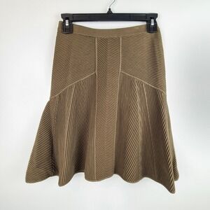 Ronny Kobo Women's Catrina Knit Fit & Flare Skirt Ribbed Size XS* Olive Green